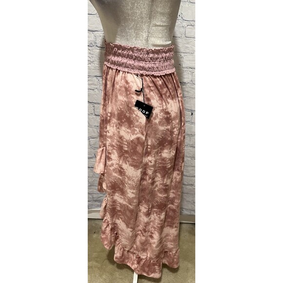 NWT Poof pink tie-dye high-low skirt with a smocked waist and ruffled hem Medium - Picture 2 of 6